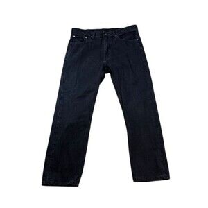Levis 505 Jeans Mens Size 36x30 Black Relaxed Fit Straight Dark Wash Denim Retro
